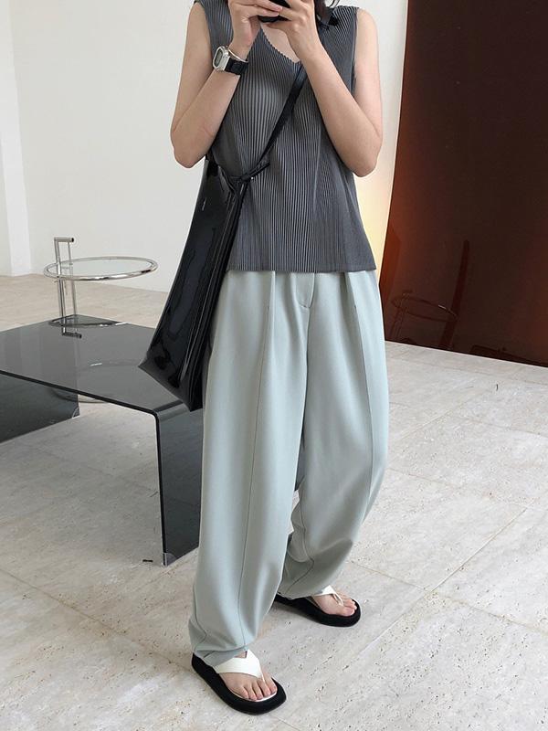 Casual Solid Column Pants Bottoms