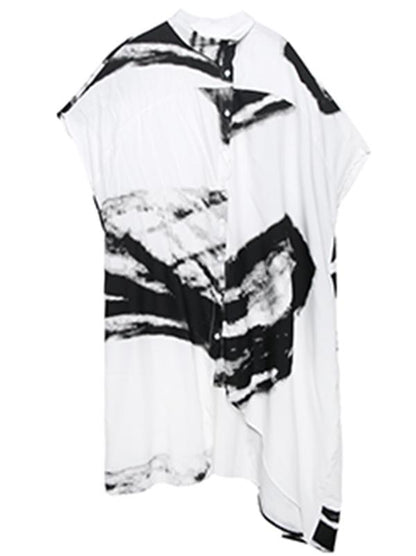 Ink Printed Cropped Long Dress