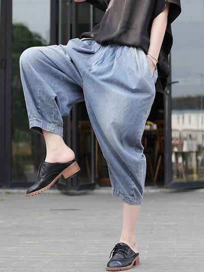 Loose Retro Denim Harem Pants