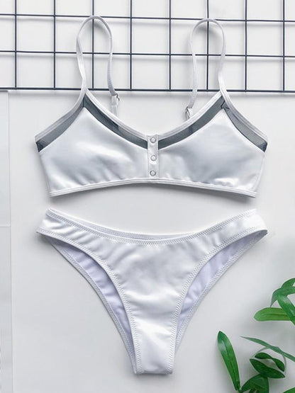 Split-Joint Mesh Yarn Split Type Bikini Swimsuit
