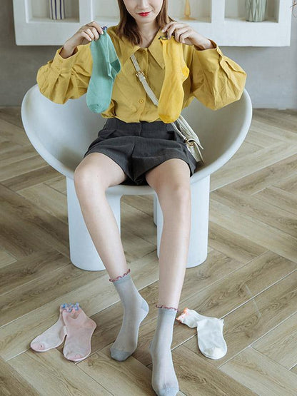 Simple Netting Frizz Tube Socks