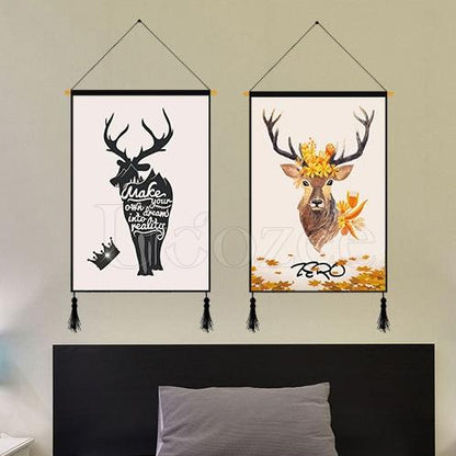 Modern Deer Printed Wall Hanging Decoration