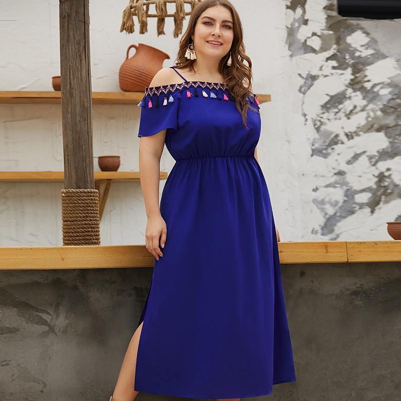 Plus Size Off-the-Shoulder Long Dress