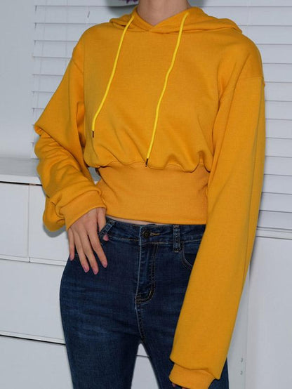 Casual Solid Loose Hoodies&Sweatshirt Tops
