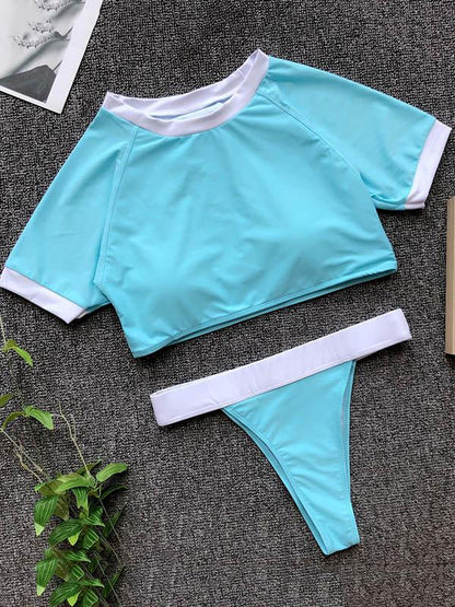 Sport Short Sleeves Bikinis Swimwear