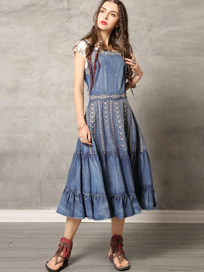 Original Vintage Embroidery Falbala Dress