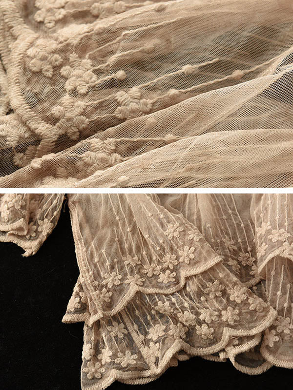 Original Embroidered Split-Joint Hollow T-Shirts Tops