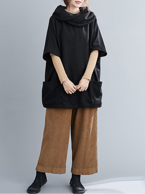 Solid Color Heaps Collar Half Sleeve T-Shirt