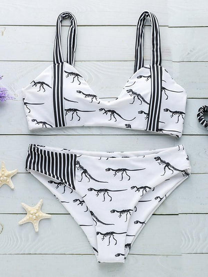 Dinosaur Striped Bikinis Swimwear
