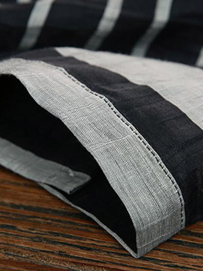 Vintage Loose Striped Stand Collar Shirt