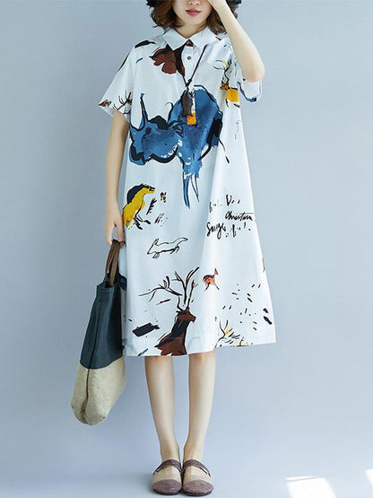 2019 Summer New  Oversize Printed T-Shirt Dress