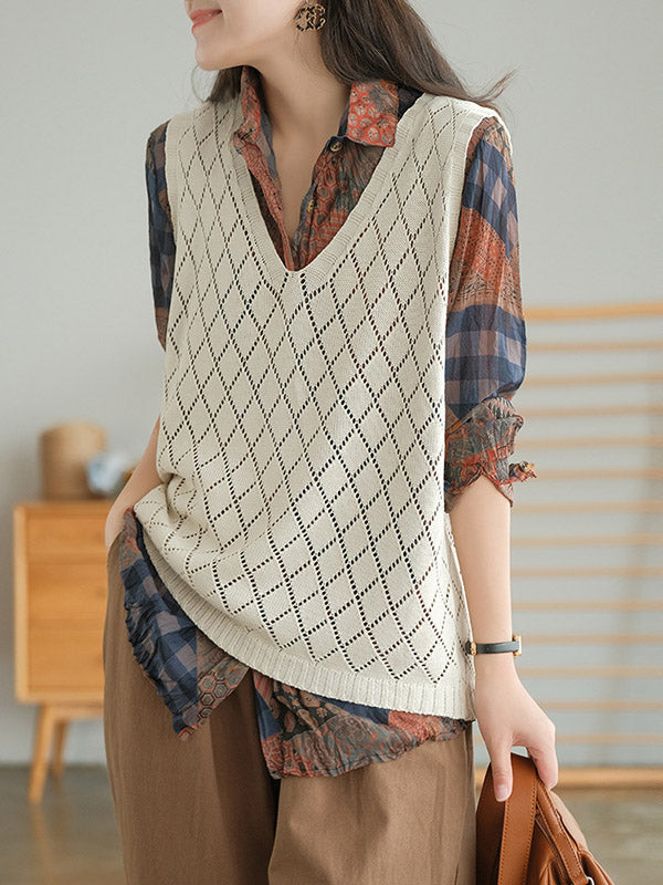 Vintage Printed Buttoned Pleated Lapel Long Sleeves Blouse Tops