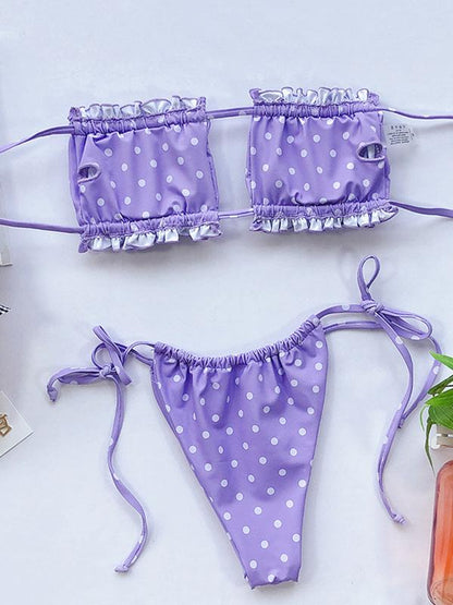 Sexy Fold Hollow Bikini Swimsuit