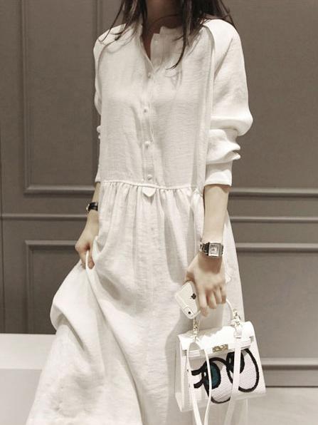 Ramie Cotton Loose Maxi Dresses