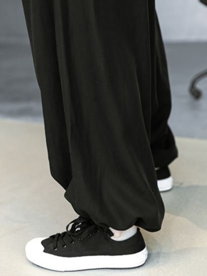 Original Loose Black Elastics Drawstring Tie Low Crotch Knickerbockers