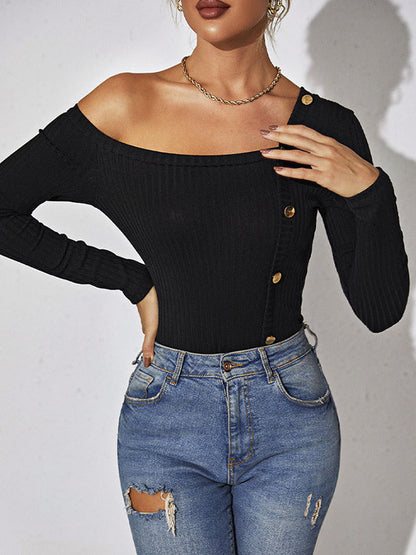 Original Skinny One-Shoulder Irregular T-Shirt Top