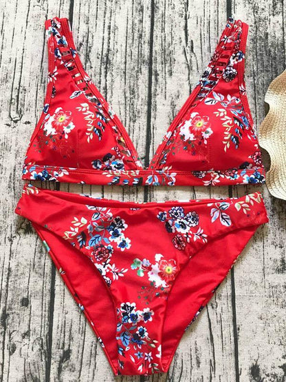 Floral Printed Bikinis Swimwear
