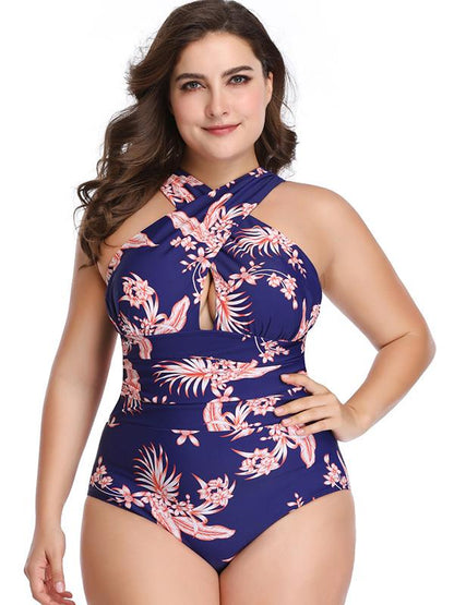 High Waisted Printed Plus Size Swimwear
