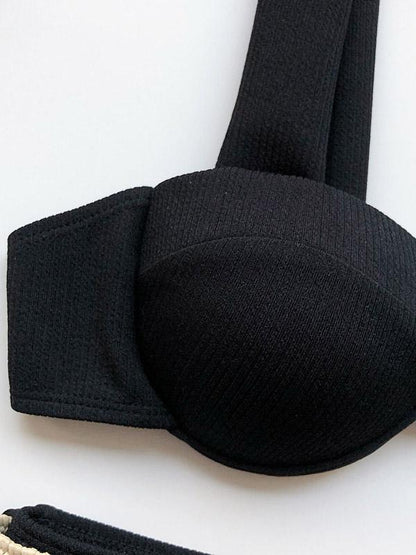 Strapless Sash Split Type Bikini Swimsuit