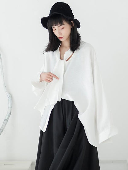 Original Loose Black Chic Lace-up Blouse