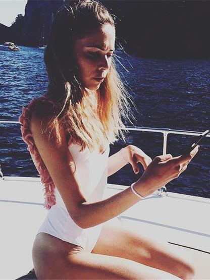 Flower-strap Backless Sexy One-piece Swimwear