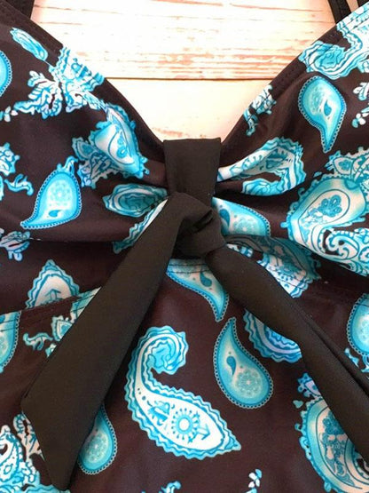 Printed Backless Tankini Swimsuit