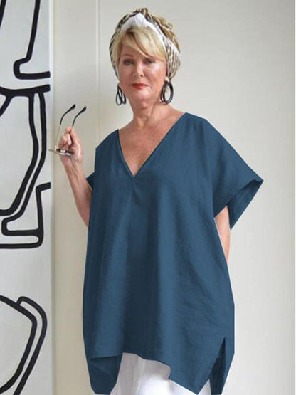 Short Sleeves V-neck 5 Colors Blouses&shirts Tops
