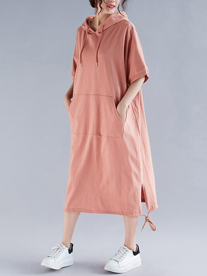 Oversize Solid Hooded Dress