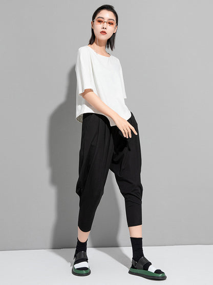 Stylish Asymmetric Irregular Clipping Round-Neck T-Shirt