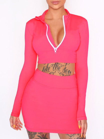 Sexy Long Sleeves Tee And Skirt Suits