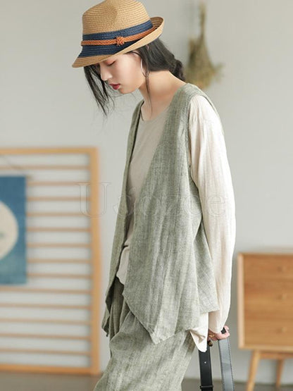 Original Retro Linen Vest&Harem Pants Suits