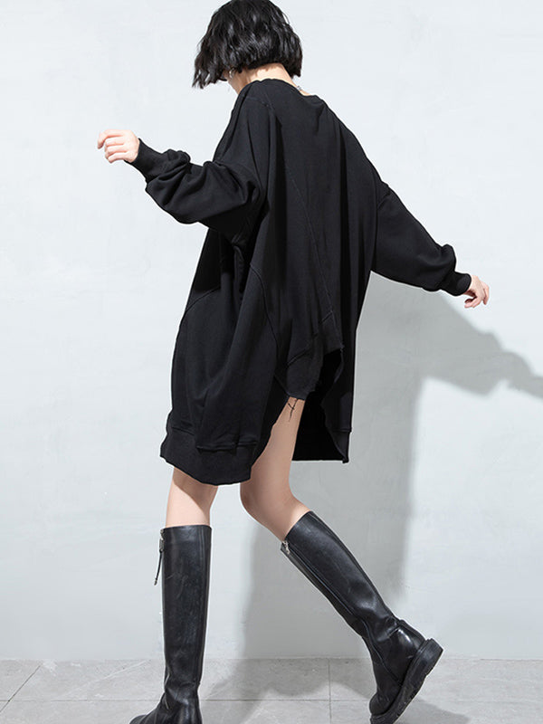 Urban Solid Color Split-Joint Long Sleeve T-Shirt Top