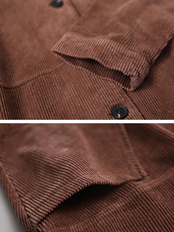 Buykud Autumn Solid Color Loose Corduroy Jacket
