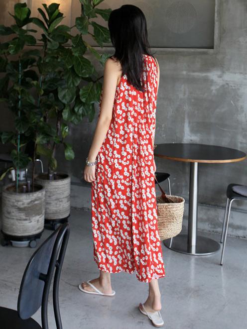 Floral Sleeveless Plus Size Midi Dresses