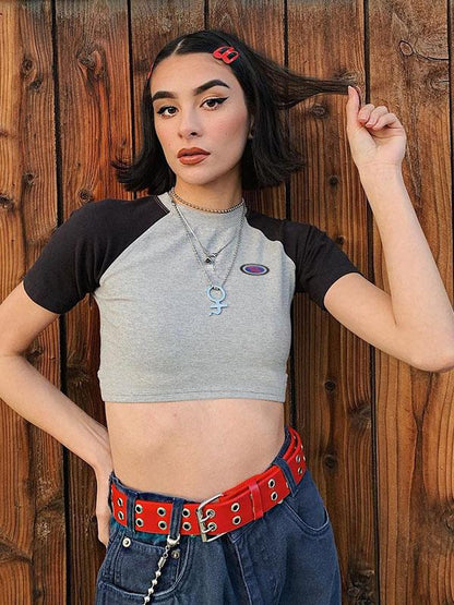 Casual Wrap Split-joint Round-neck Short Sleeves T-shirt Top
