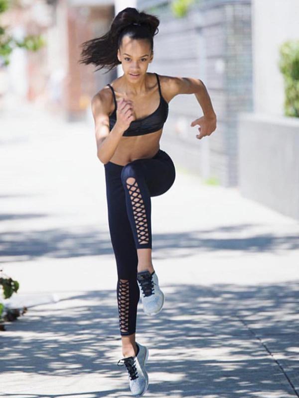 Yoga Solid Cutout Interlace Leggings