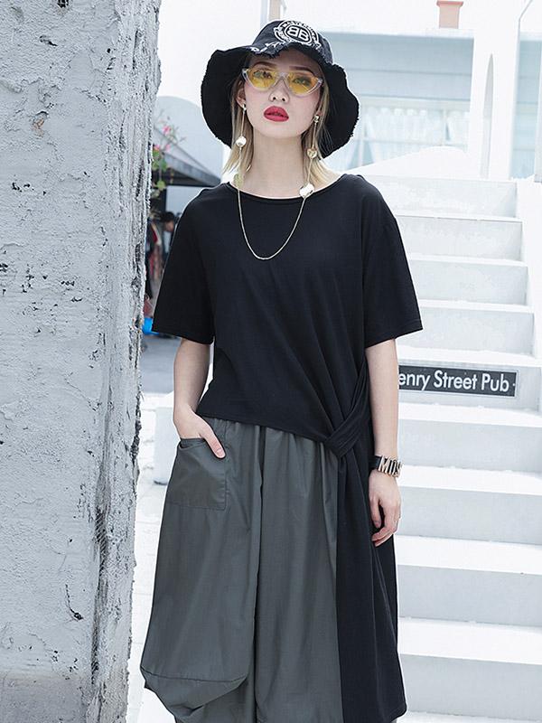 Cropped High-low Loose Plus Size T-shirt Top