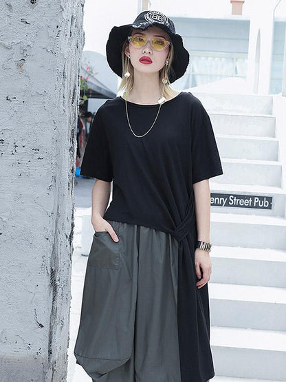 Cropped High-low Loose Plus Size T-shirt Top