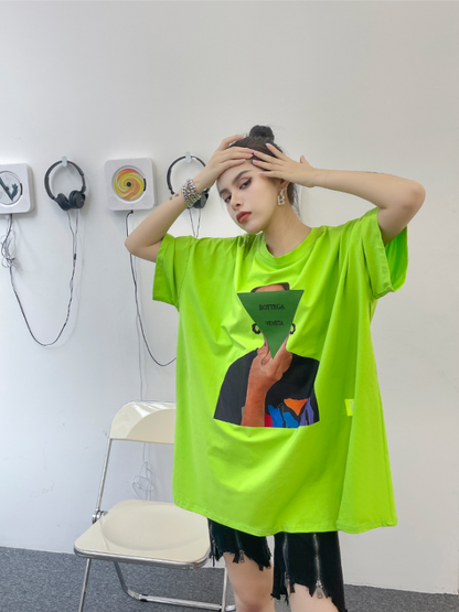 Casual Loose Printed Split-Sideshort Sleeves T-Shirts
