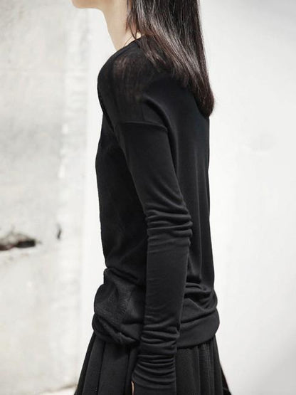 V-neck Cropped Split-joint Shirt Tops