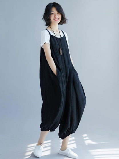 Navy-blue Super Loose Jumpsuits