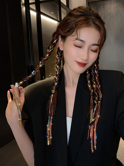 Urban Multi-Colored Rhinestone Tasseled Hair Clips