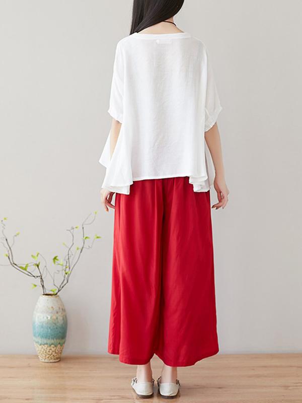 Loose Solid T-Shirt + Wide Leg Pants