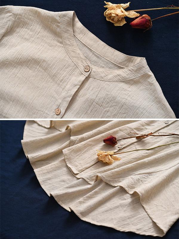 Vintage Irregularity Solid Blouses&Shirts Tops