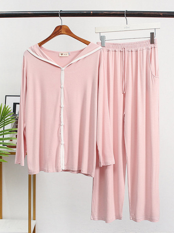Modal V-Neck Long Sleeve&Pants Pajama Sets