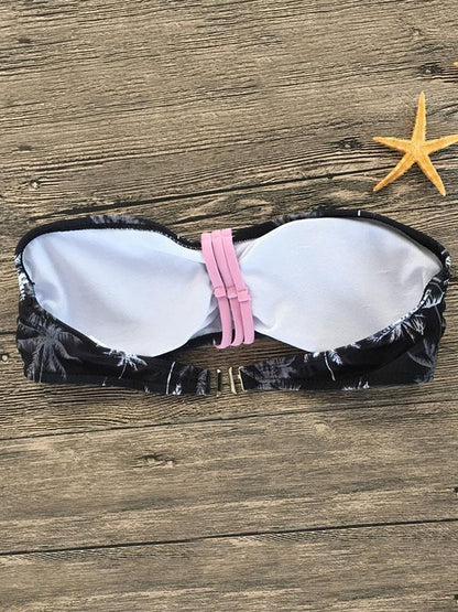 Bandeau Strapless Printed Bikini Swimsuit