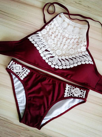 Lace Haler-neck Sexy Bikinis Swimwear