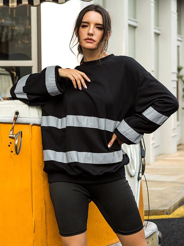Reflective Striped Split-joint Sweatshirt