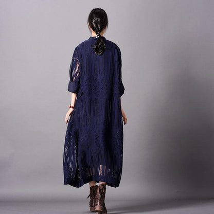 Elegant Jacquard Lace Midi Dress