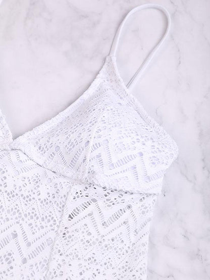 Sexy Spaghetti-Neck Hollow Backless Lace One-Piece Swimwear